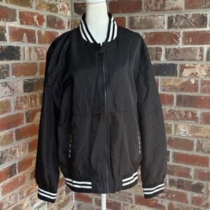 Unisex Guess Black varsity Jacket large with Subtle white Trim
